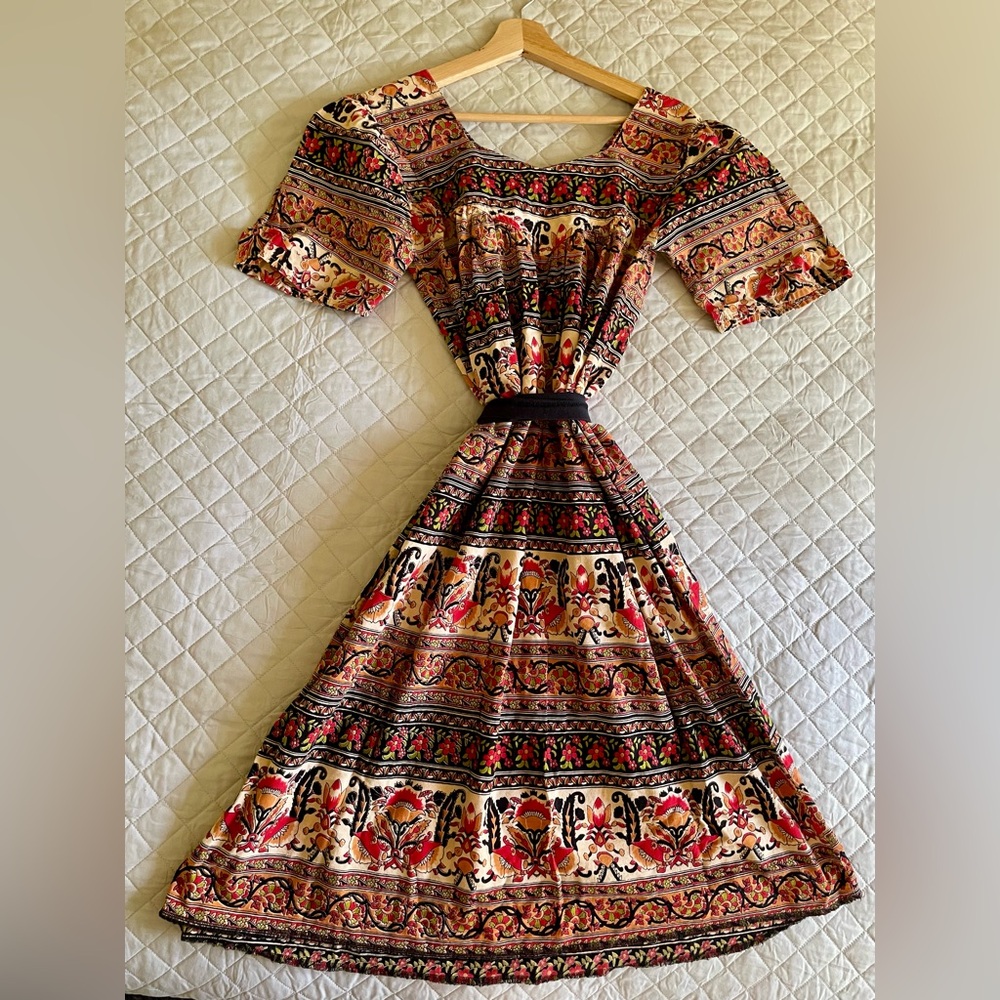 Vintage Bohemian Floral Print Dress